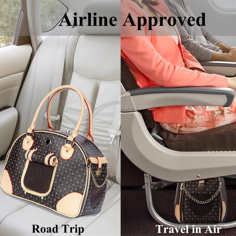 Adriene's Choice Luxury Pet Carrier, Puppy Small Dog Carrier, Cat Carrier Bag, Waterproof Premium PU Leather Carrying Handbag for Outdoor Travel Walking Hiking Shopping - Image 5